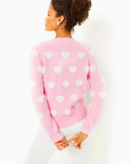 Lilly Pulitzer Keane Cardigan Peony Pink Hearts Jacquard | Women Tops