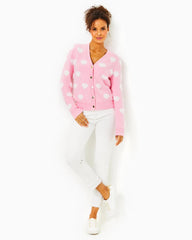 Lilly Pulitzer Keane Cardigan Peony Pink Hearts Jacquard | Women Tops