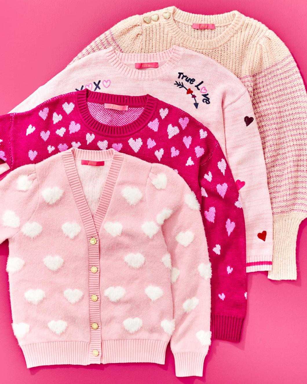 Lilly Pulitzer Keane Cardigan Peony Pink Hearts Jacquard | Women Tops