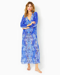 Lilly Pulitzer Keir Maxi Cover-Up Alba Blue Baja Cove Engineered Coverup | Women Cover-Ups