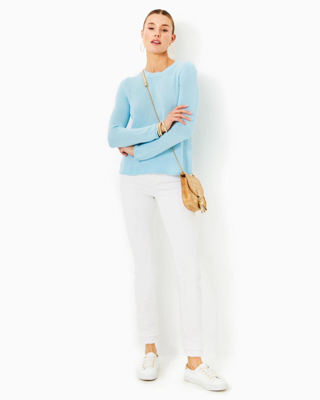 Lilly Pulitzer Kellyn Cotton Sweater Hydra Blue | Women Tops