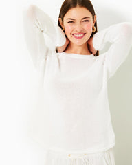 Lilly Pulitzer Kellyn Cotton Sweater Resort White | Women Tops