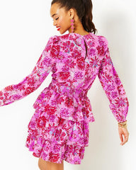 Lilly Pulitzer Khloey Smocked A-Line Cotton Dress Lilac Thistle In The Wild Flowers | Women A-Line/Easy Dresses