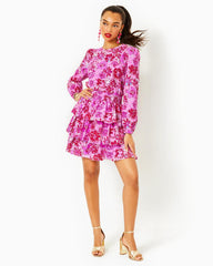 Lilly Pulitzer Khloey Smocked A-Line Cotton Dress Lilac Thistle In The Wild Flowers | Women A-Line/Easy Dresses