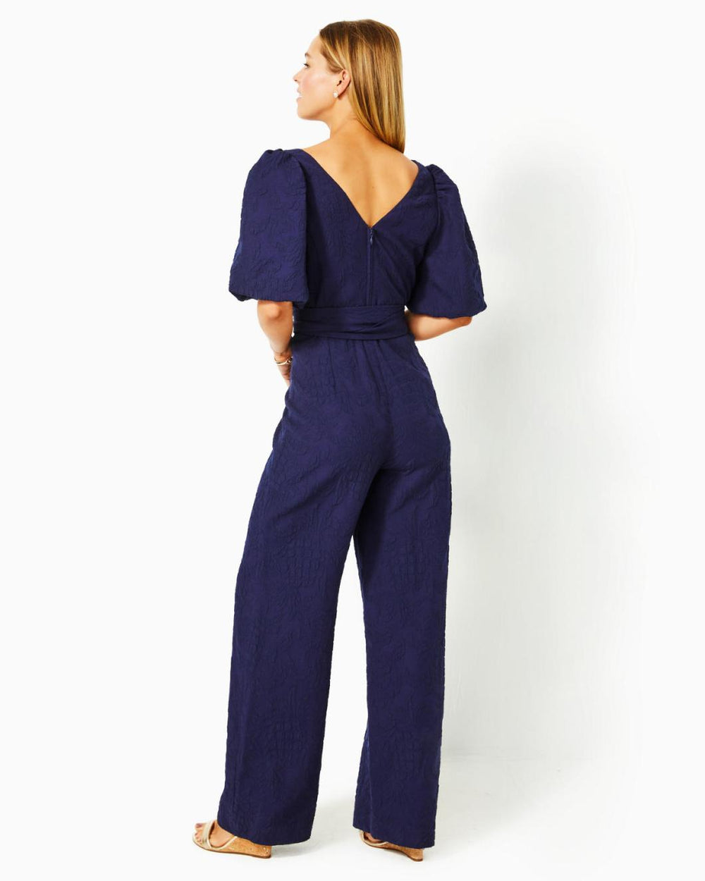 Lilly Pulitzer Kirrabelle Jumpsuit True Navy Pineapple Pucker Jacquard | Women Rompers &amp; Jumpsuits