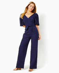 Lilly Pulitzer Kirrabelle Jumpsuit True Navy Pineapple Pucker Jacquard | Women Rompers &amp; Jumpsuits