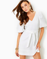 Lilly Pulitzer Kirrabelle Short Sleeve Romper Resort White Pineapple Pucker Jacquard | Women Rompers &amp; Jumpsuits