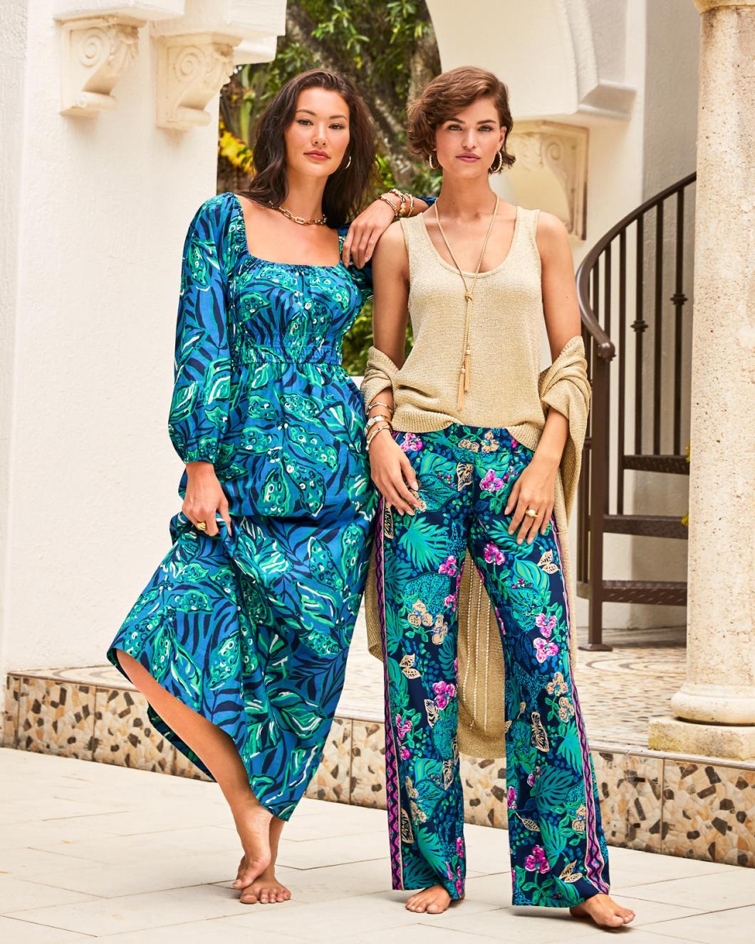 Lilly Pulitzer Lakira Cotton Maxi Dress Indigo Breeze Shady Gators | Women A-Line/Easy Dresses