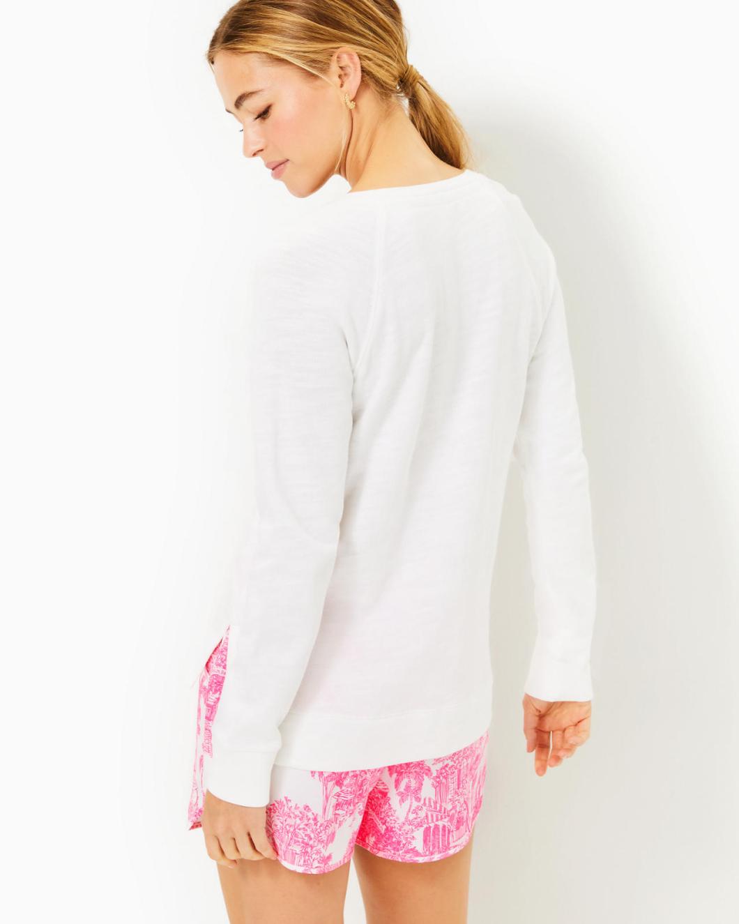 Lilly Pulitzer Leeson Cotton Sweatshirt Resort White | Women Tops
