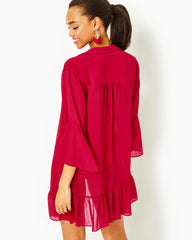 Lilly Pulitzer Linley Collared Cover-Up Poinsettia Red | Women Cover-Ups