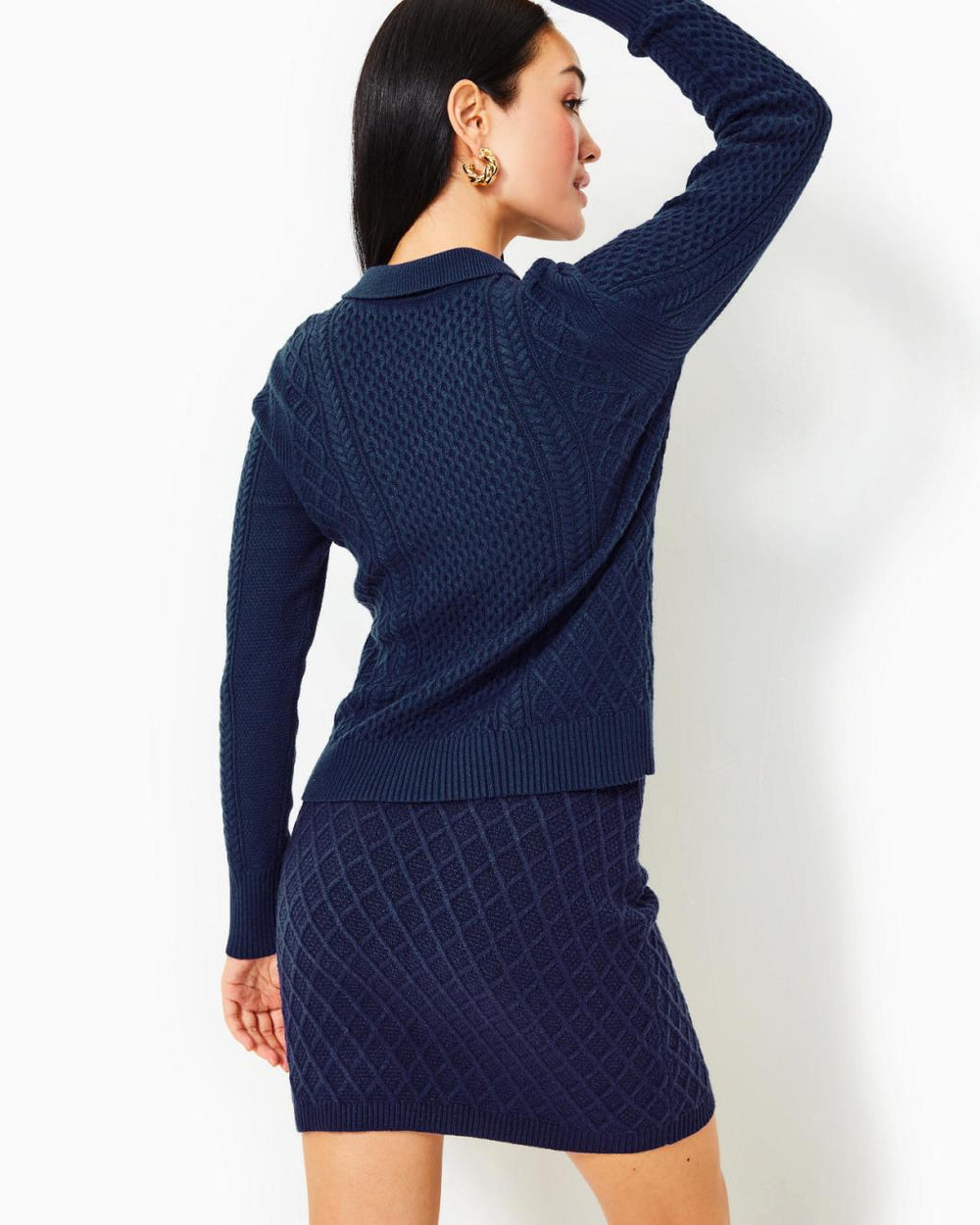 Lilly Pulitzer Lizona Polo Sweater Low Tide Navy | Women Tops
