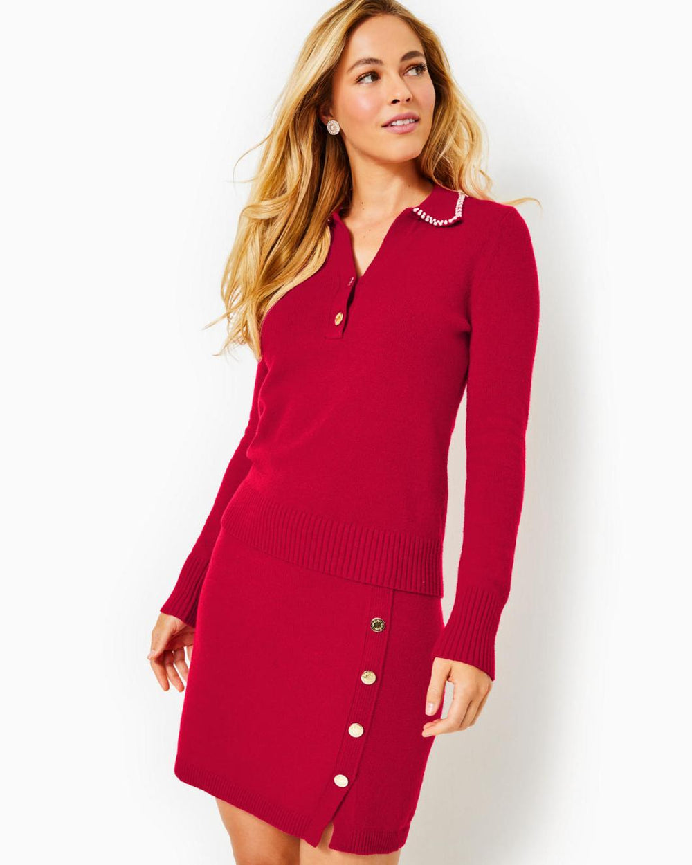 Lilly Pulitzer Lizona Sweater Skirt Poinsettia Red | Women Bottoms