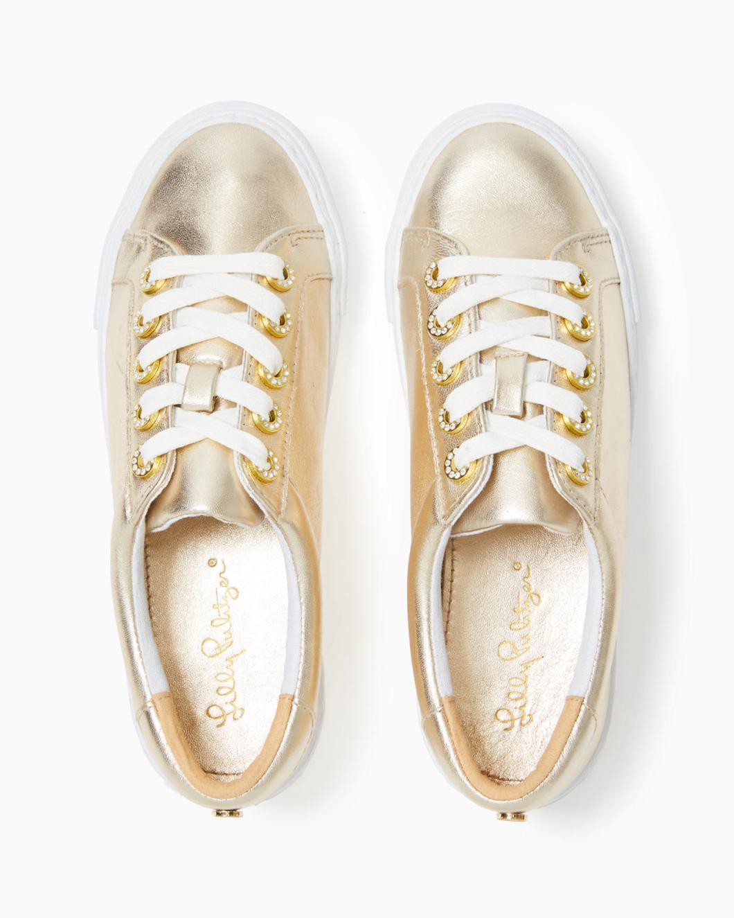 Lilly Pulitzer Lux Hallie Sneaker Gold Metallic | Women Shoes