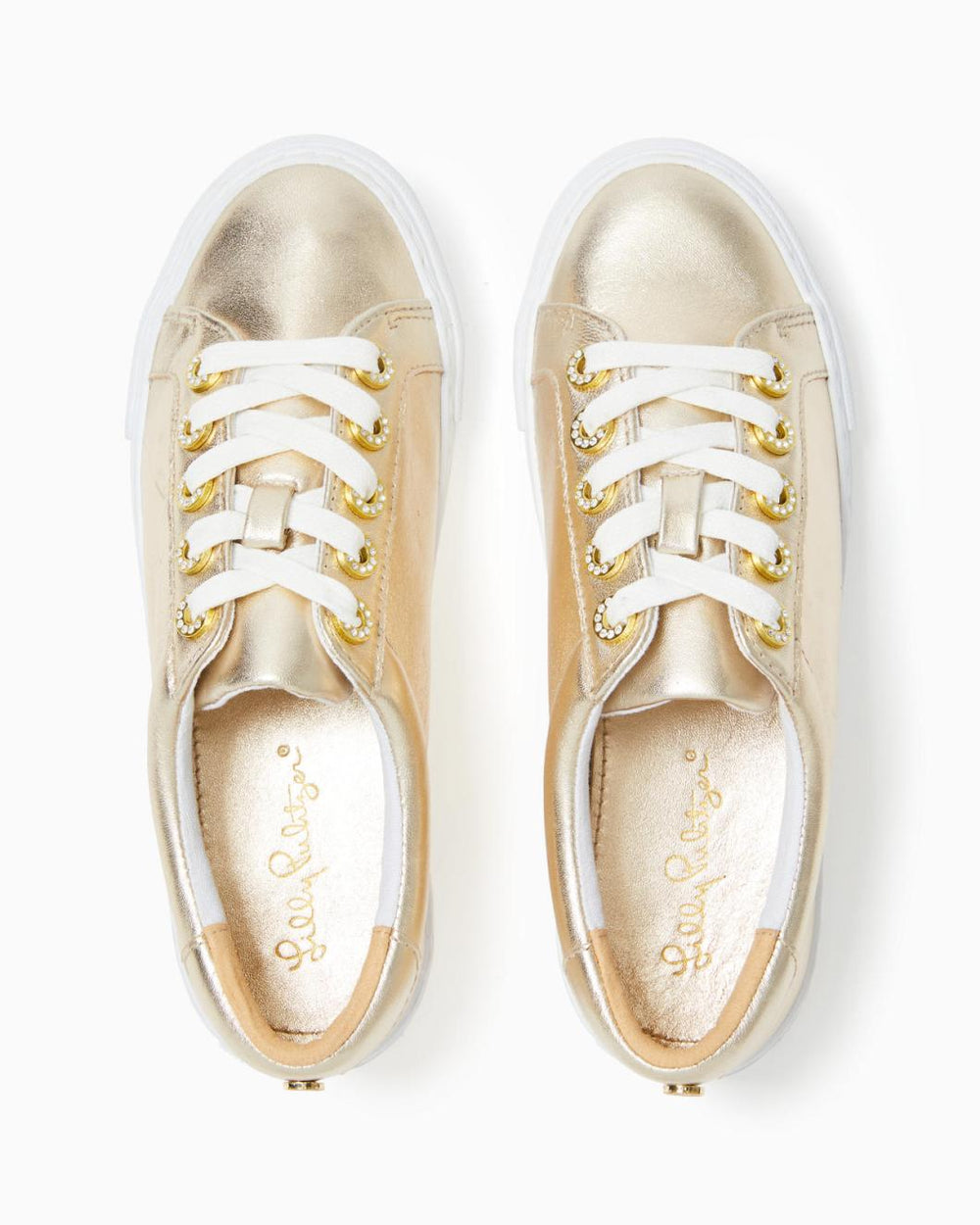 Lilly Pulitzer Lux Hallie Sneaker Gold Metallic | Women Shoes