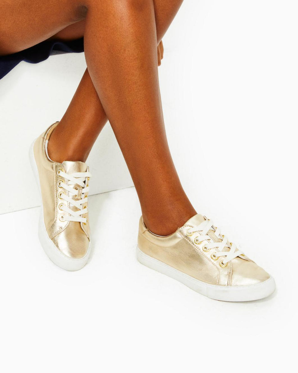 Lilly Pulitzer Lux Hallie Sneaker Gold Metallic | Women Shoes