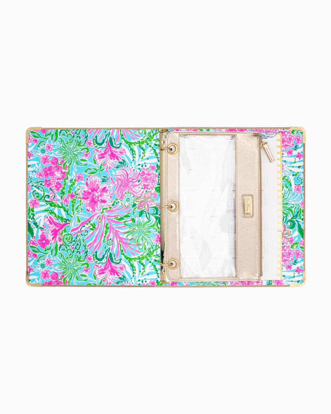 Lilly Pulitzer Luxe Binder With Pouch Set Amalfi Blue Leaf It Wild | Women Office Supplies &amp; Stationery