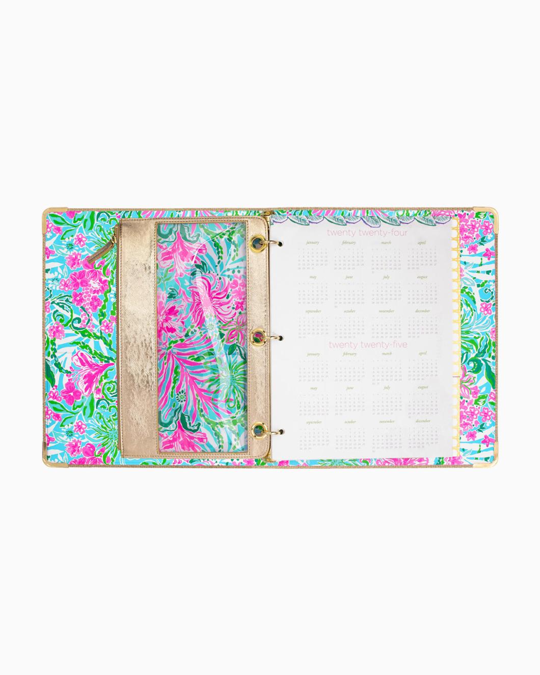 Lilly Pulitzer Luxe Binder With Pouch Set Amalfi Blue Leaf It Wild | Women Office Supplies &amp; Stationery