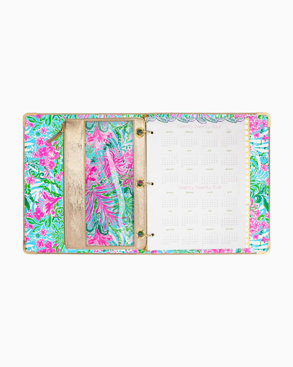 Lilly Pulitzer Luxe Binder With Pouch Set Amalfi Blue Leaf It Wild | Women Office Supplies &amp; Stationery