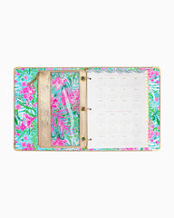 Lilly Pulitzer Luxe Binder With Pouch Set Amalfi Blue Leaf It Wild | Women Office Supplies &amp; Stationery