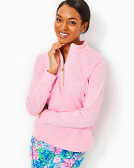 Lilly Pulitzer Luxletic Ashlee Half-Zip Pullover Conch Shell Pink | Women Tops