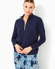 Lilly Pulitzer Luxletic Ashlee Half-Zip Pullover Low Tide Navy | Women Tops