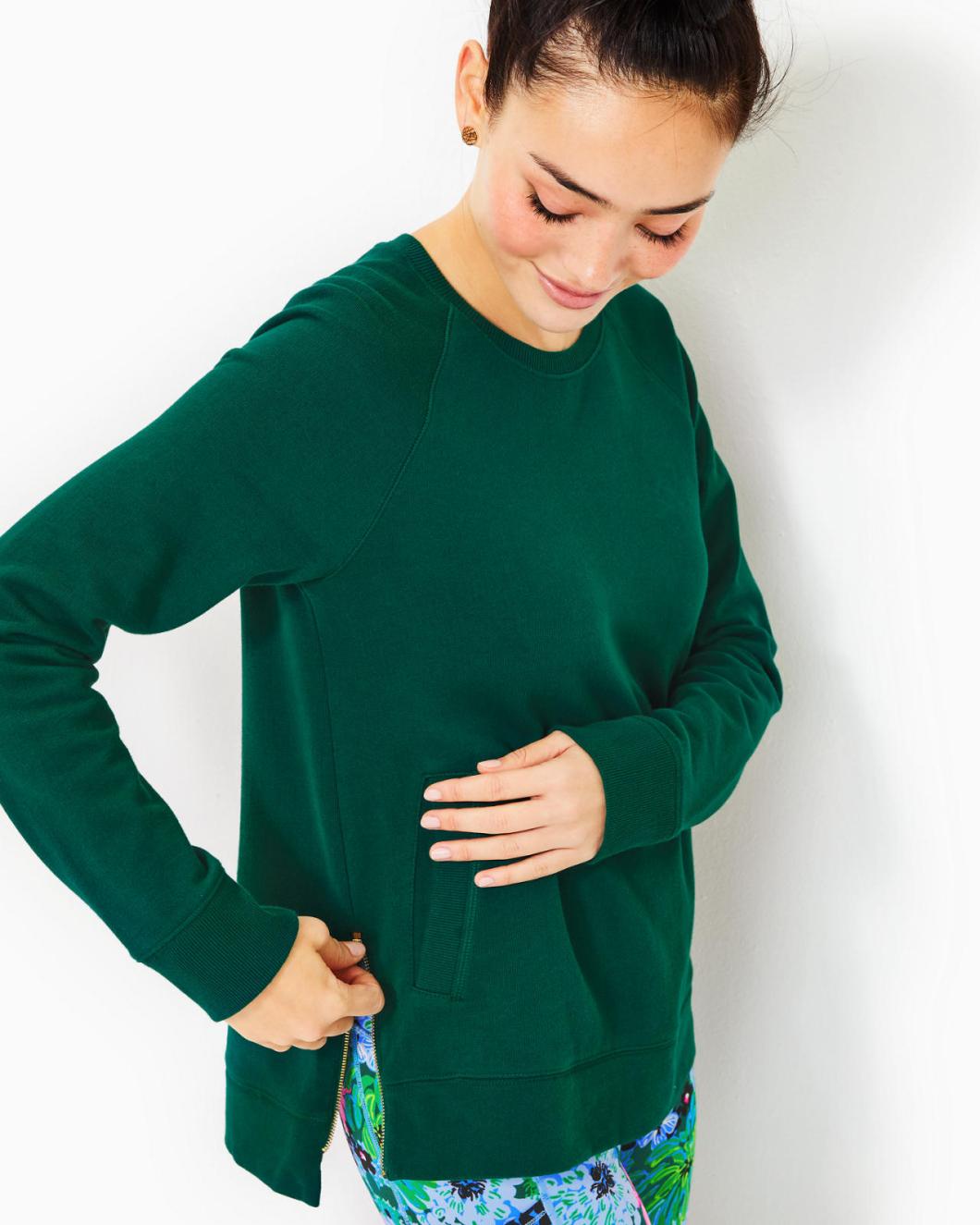 Lilly Pulitzer Luxletic Beach Comber Pullover Evergreen | Women Tops