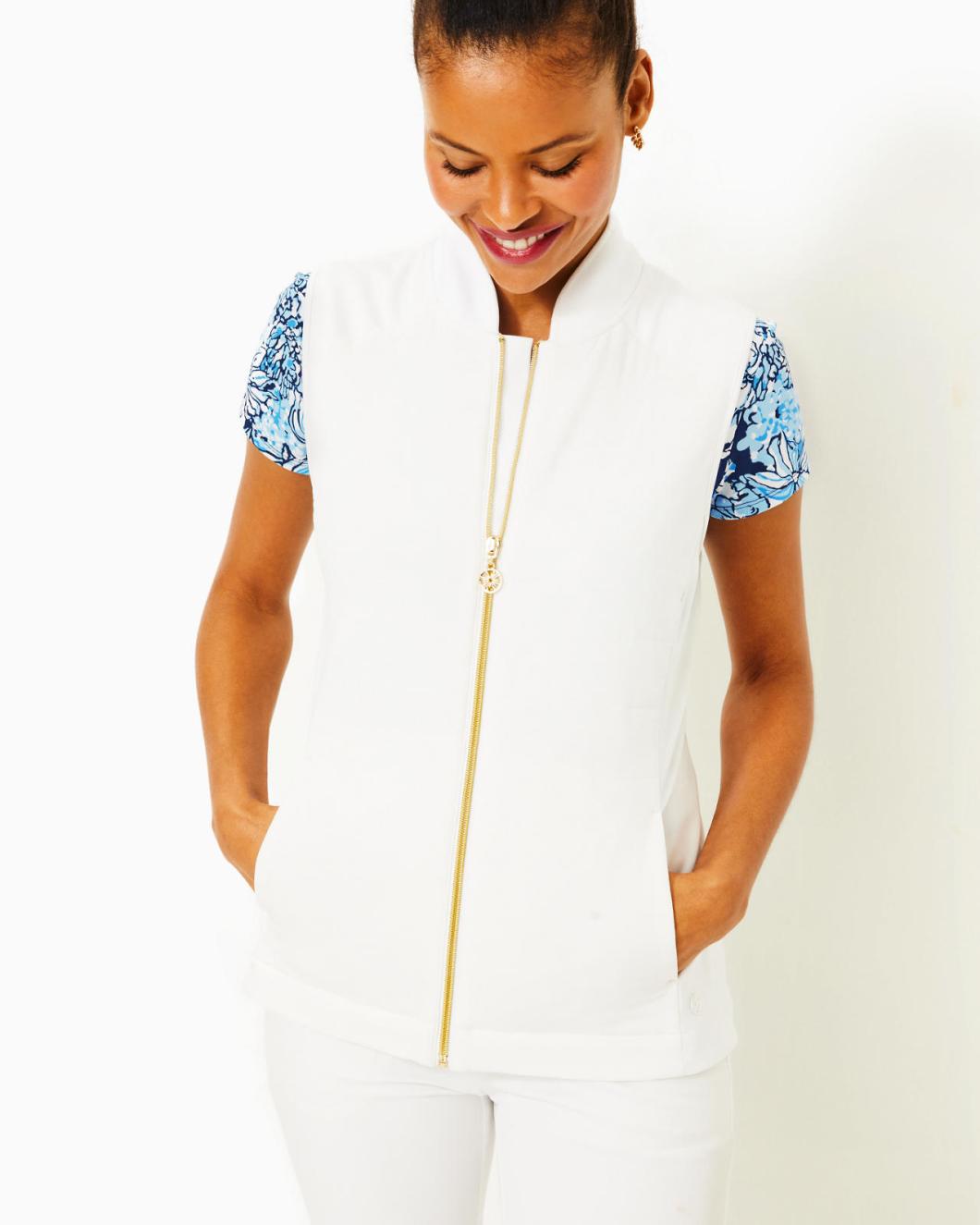 Lilly Pulitzer Luxletic Kimberline Hybrid Vest Resort White | Women Tops