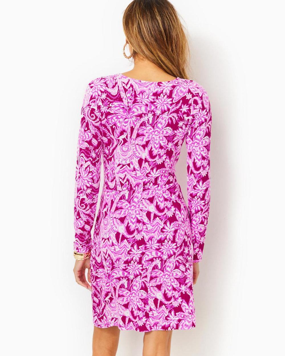 Lilly Pulitzer Lynn Long Sleeve Twist Dress Mulberry Wild Ride | Women Fitted Dresses