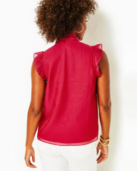 Lilly Pulitzer Maddi Tie Neck Top Poinsettia Red | Women Tops