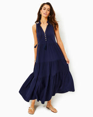 Lilly Pulitzer Malone Cotton Maxi Dress True Navy | Women Swing Dresses