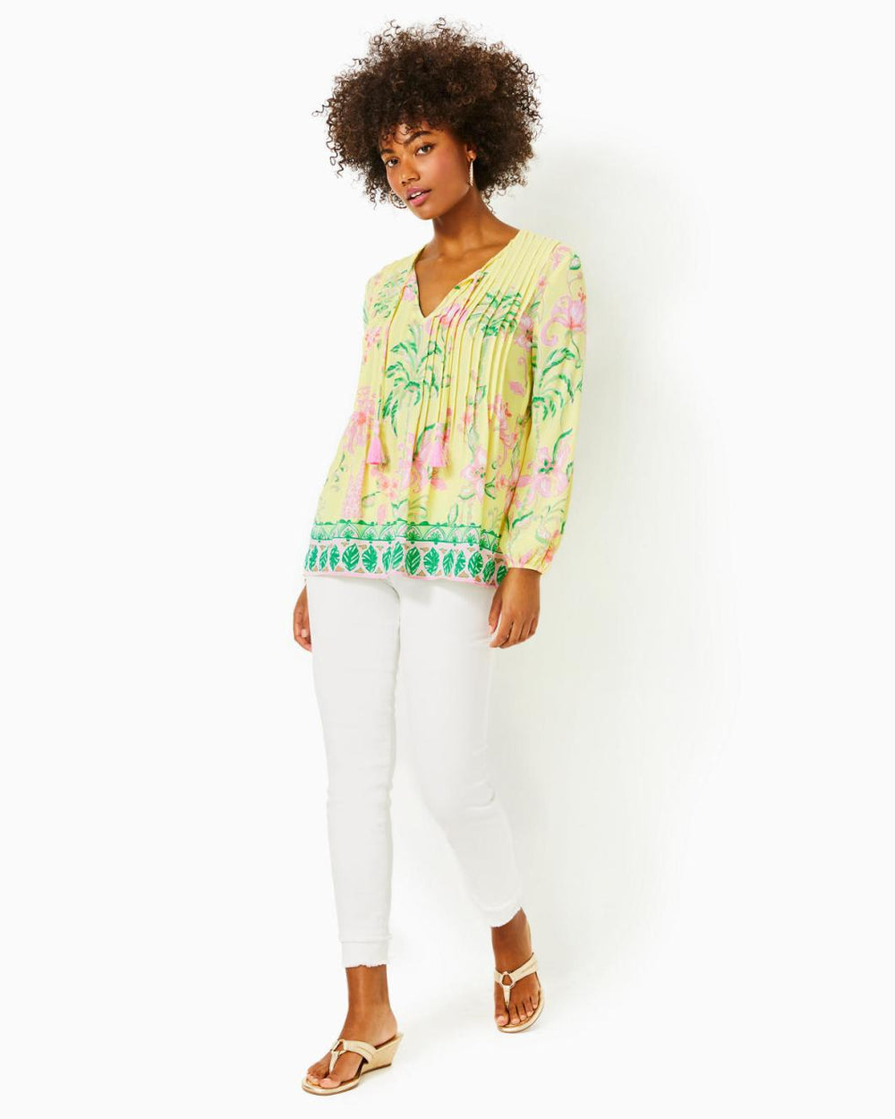 Lilly Pulitzer Marilina Tunic Top Finch Yellow Tropical Oasis Engineered Tunic | Women Tops