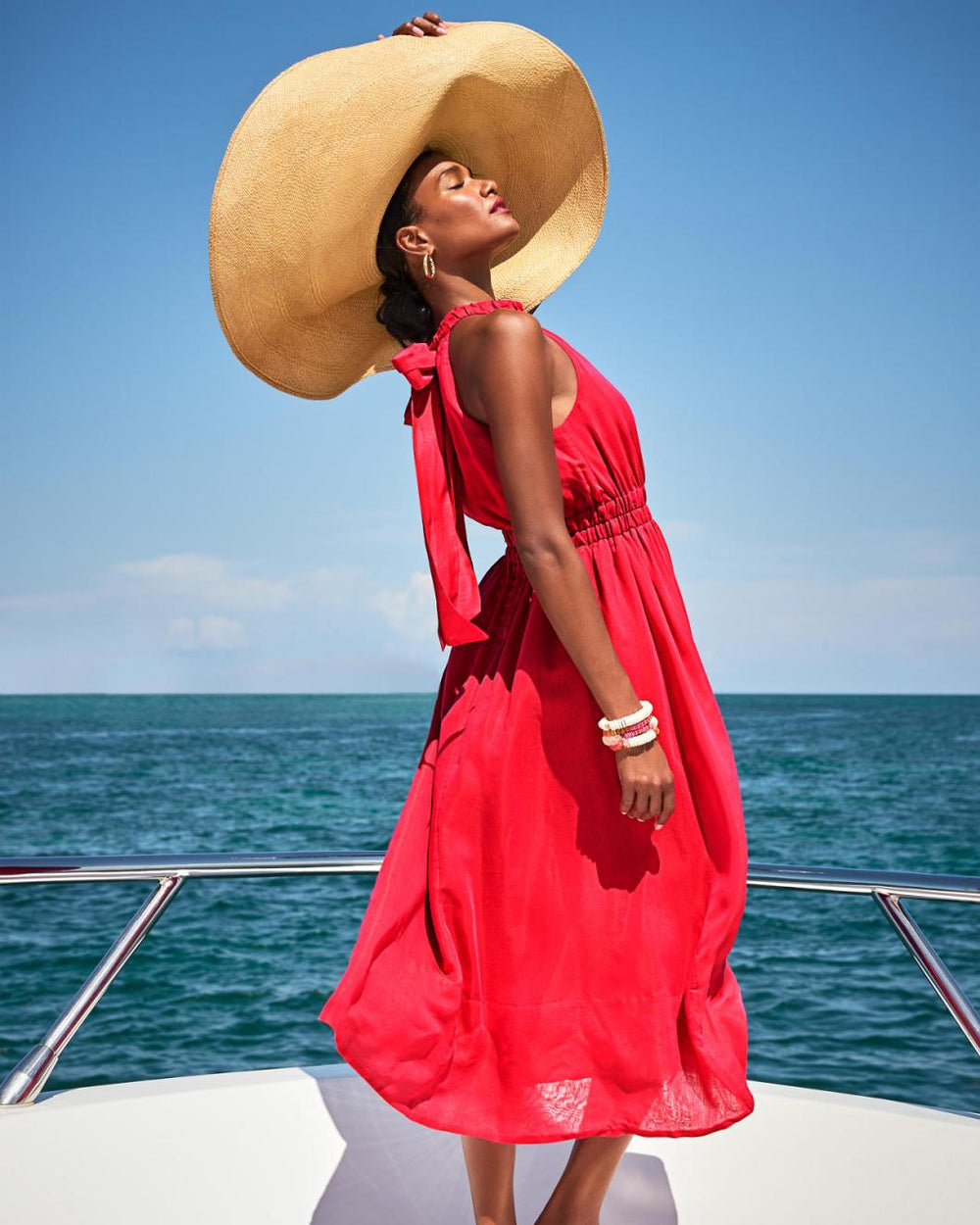 Lilly Pulitzer Marleen Halter Midi Dress Poinsettia Red | Women Fit &amp; Flare Dresses