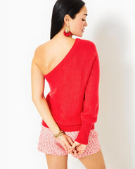 Lilly Pulitzer Maura One-Shoulder Sweater Amaryllis Red | Women Tops