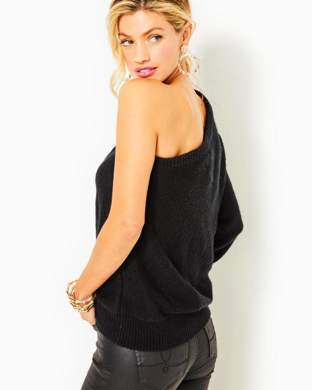 Lilly Pulitzer Maura One-Shoulder Sweater Black | Women Tops