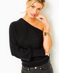 Lilly Pulitzer Maura One-Shoulder Sweater Black | Women Tops