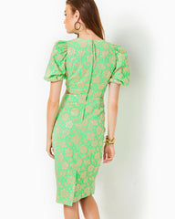 Lilly Pulitzer Melina Jacquard Midi Dress Spearmint Palm Beach Petals Brocade | Women Fitted Dresses