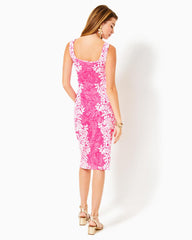 Lilly Pulitzer Mick Ribbed Dress Roxie Pink Shadow Dancer Engineered Knit Dress | Women Fitted Dresses