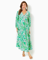 Lilly Pulitzer Mindy Beaded Silk Maxi Caftan Spearmint Blossom Views | Women A-Line/Easy Dresses