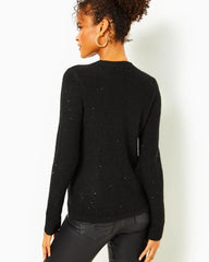 Lilly Pulitzer Morgen Sequin Sweater Black Metallic | Women Tops