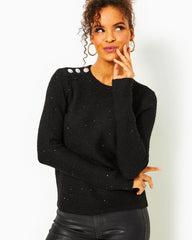 Lilly Pulitzer Morgen Sequin Sweater Black Metallic | Women Tops