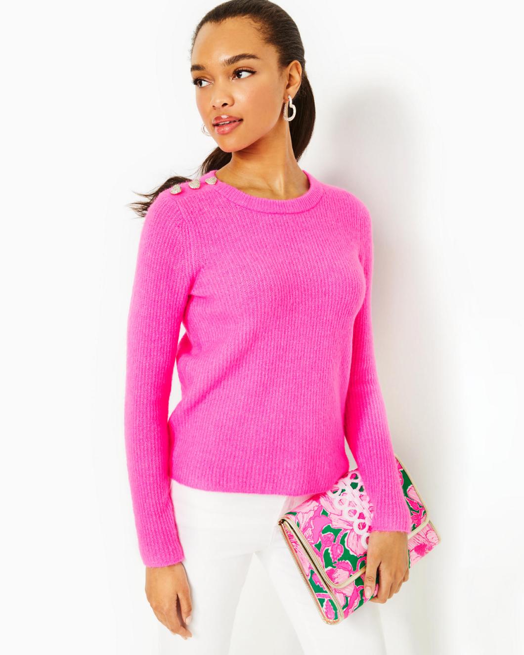 Lilly Pulitzer Morgen Sweater Heathered Cerise Pink | Women Tops
