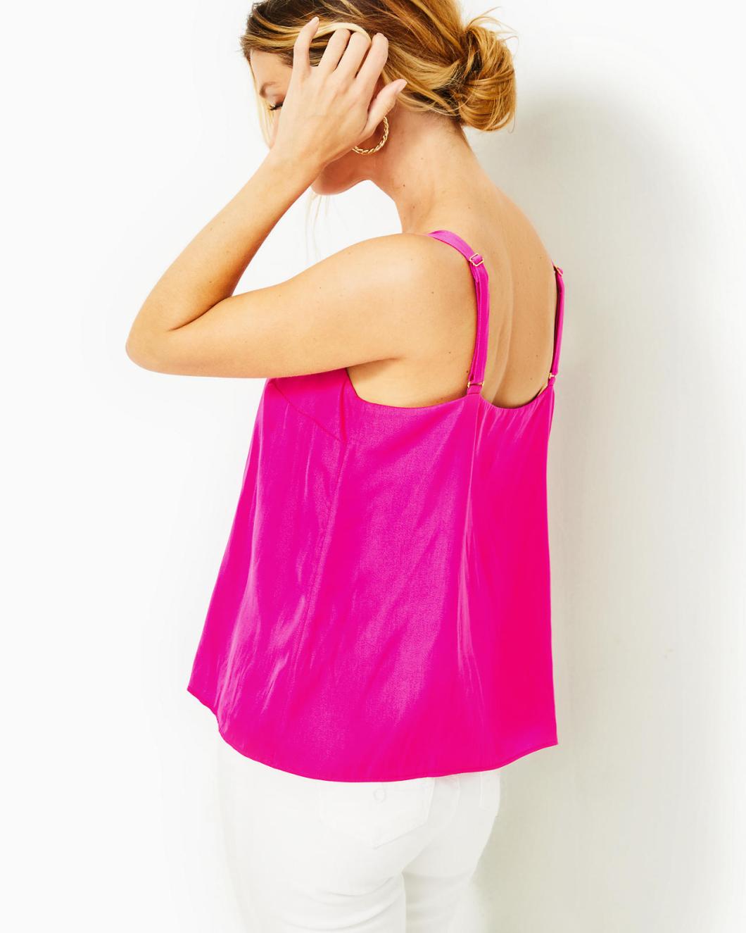 Lilly Pulitzer Nadia Satin Cami Pink Palms | Women Tops