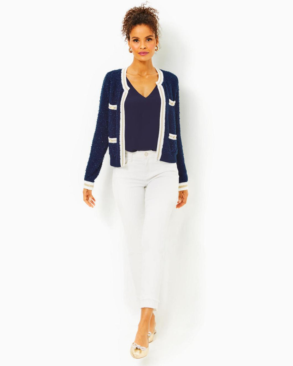Lilly Pulitzer Nalayna Cardigan Low Tide Navy | Women Tops