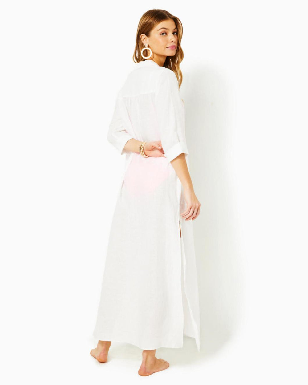 Lilly Pulitzer Natalie Linen Maxi Cover-Up Resort White | Women Cover-Ups