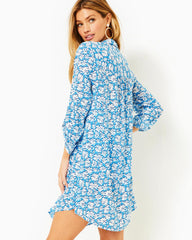 Lilly Pulitzer Natalie Shirtdress Cover-Up Lunar Blue Palm Beach Petals | Women Cover-Ups