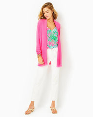 Lilly Pulitzer Noble Fringe Cardigan Aura Pink | Women Tops