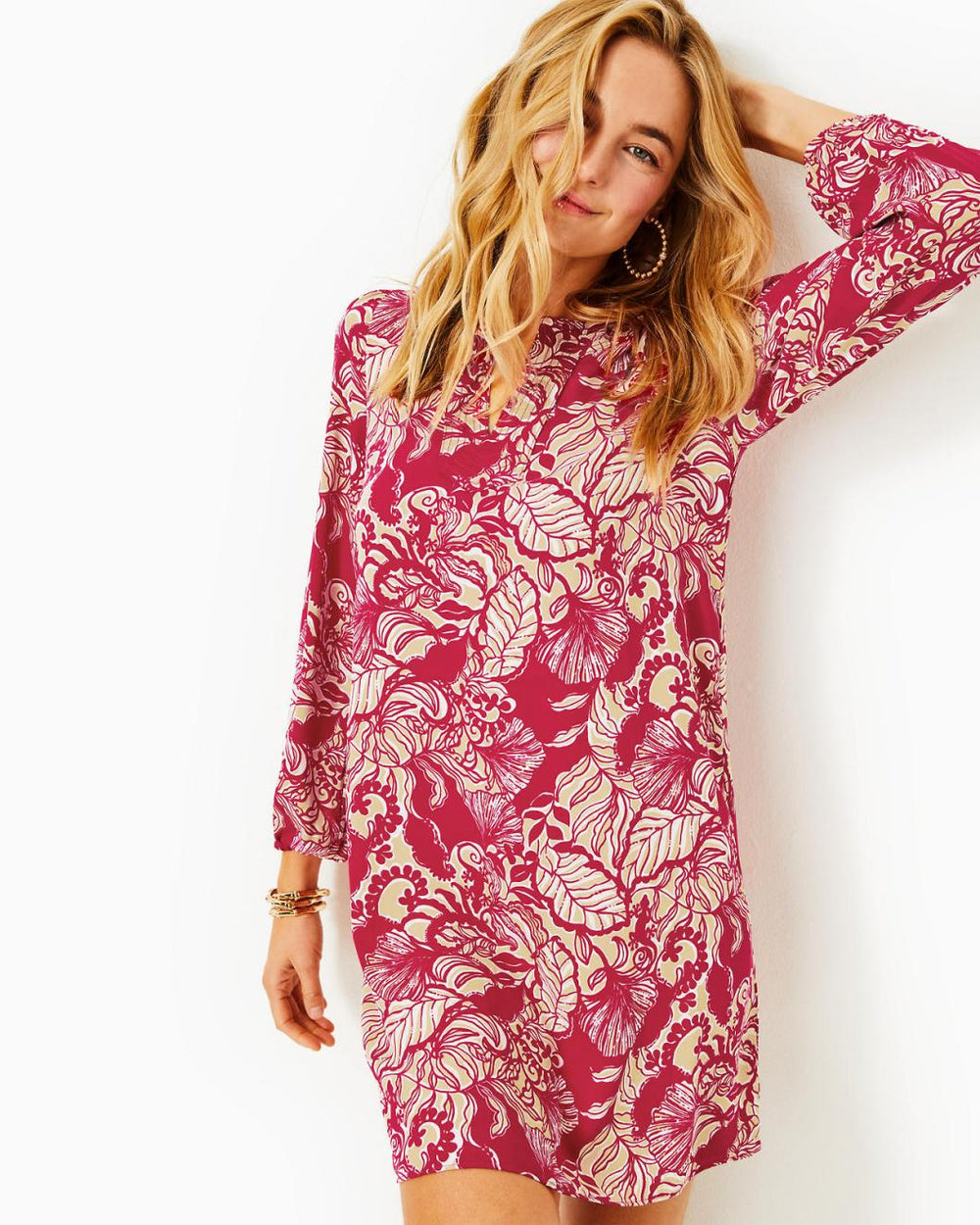 Lilly Pulitzer Olivine A-Line Dress Poinsettia Red Island Vibes | Women A-Line/Easy Dresses