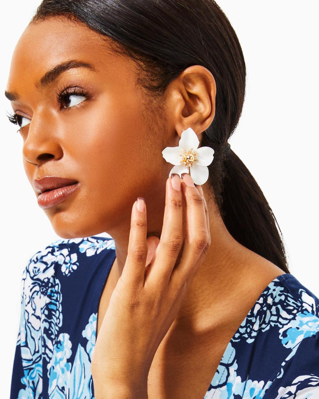Lilly Pulitzer Oversized Orchid Earrings Resort White | Women Jewelry