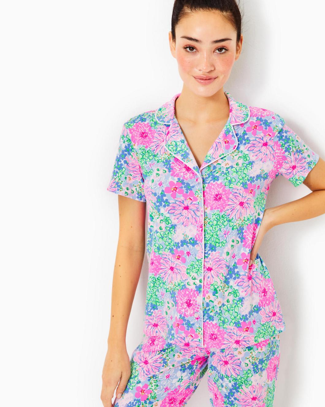 Lilly Pulitzer Pajama Button-Up Top Multi Lil Soiree All Day | Women Loungewear