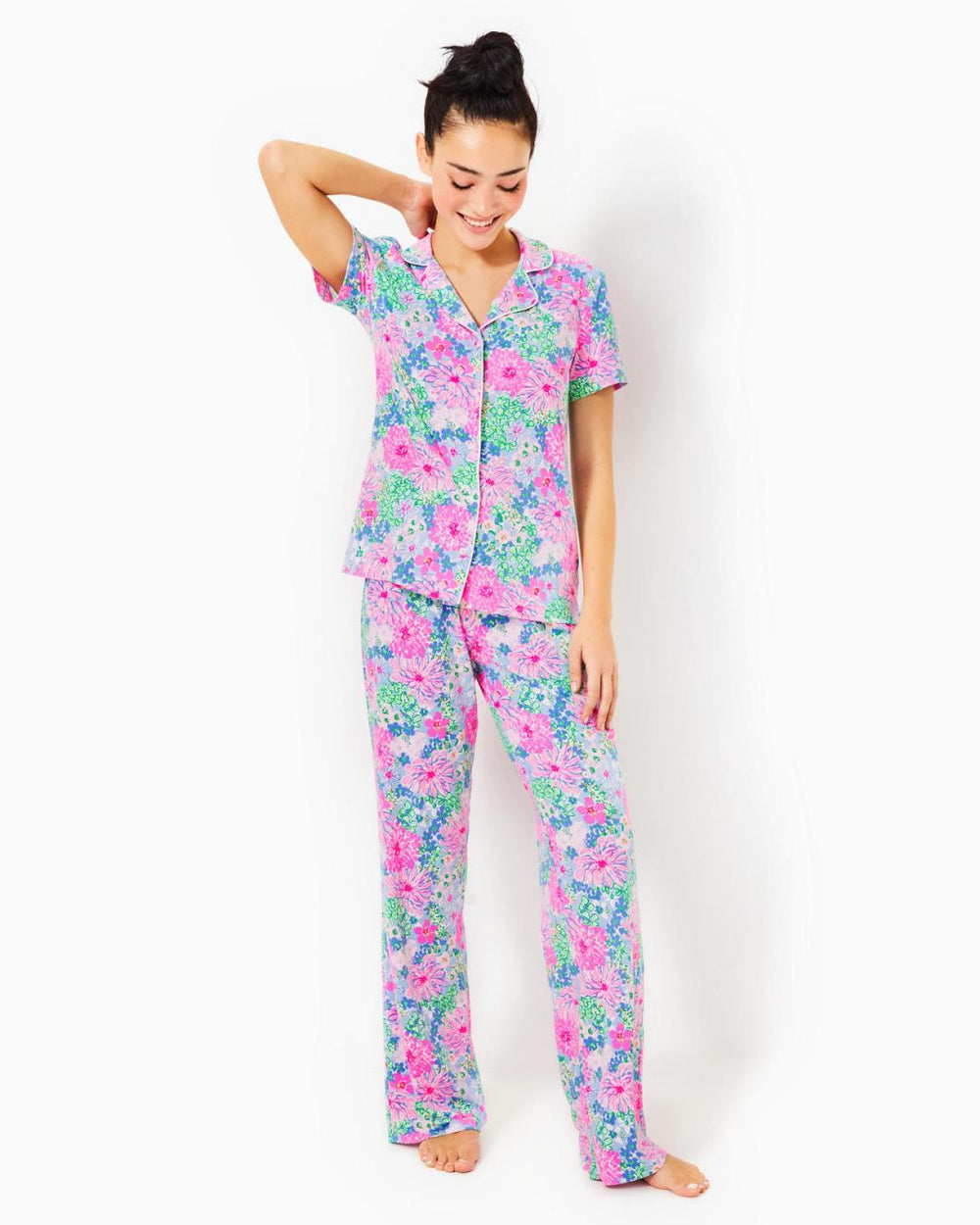 Lilly Pulitzer Pajama Button-Up Top Multi Lil Soiree All Day | Women Loungewear